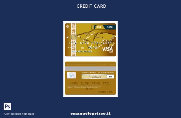 modello di carta oro visto Kenya KCB Bank stile verificato